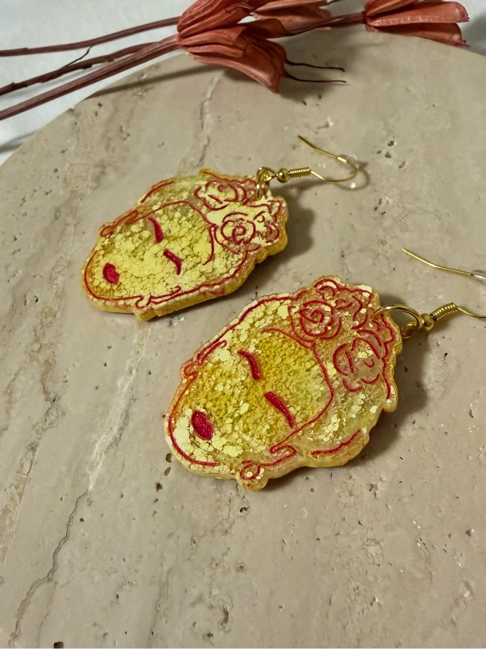 Handmade Frida Kahlo Inspired Resin Statement Earrings